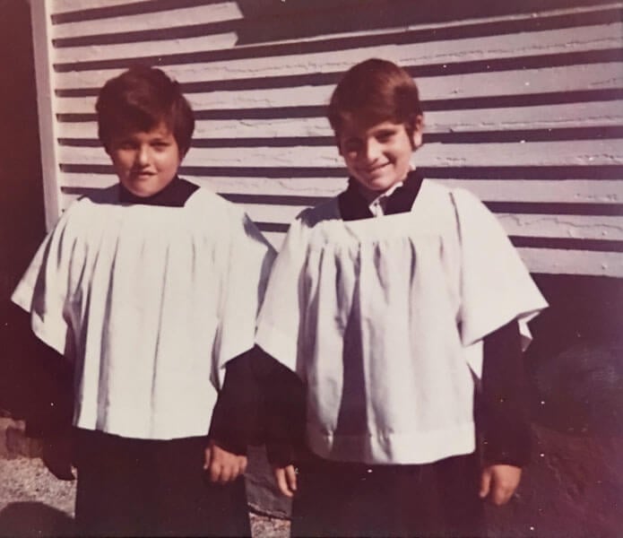 Attorney Greg Gianforcaro and his brother as altar boys